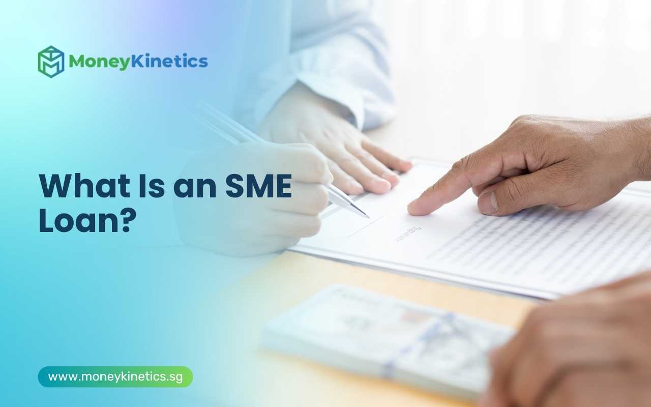 Business loan documents, cash and a calculator on a desk during an SME loan discussion in Singapore