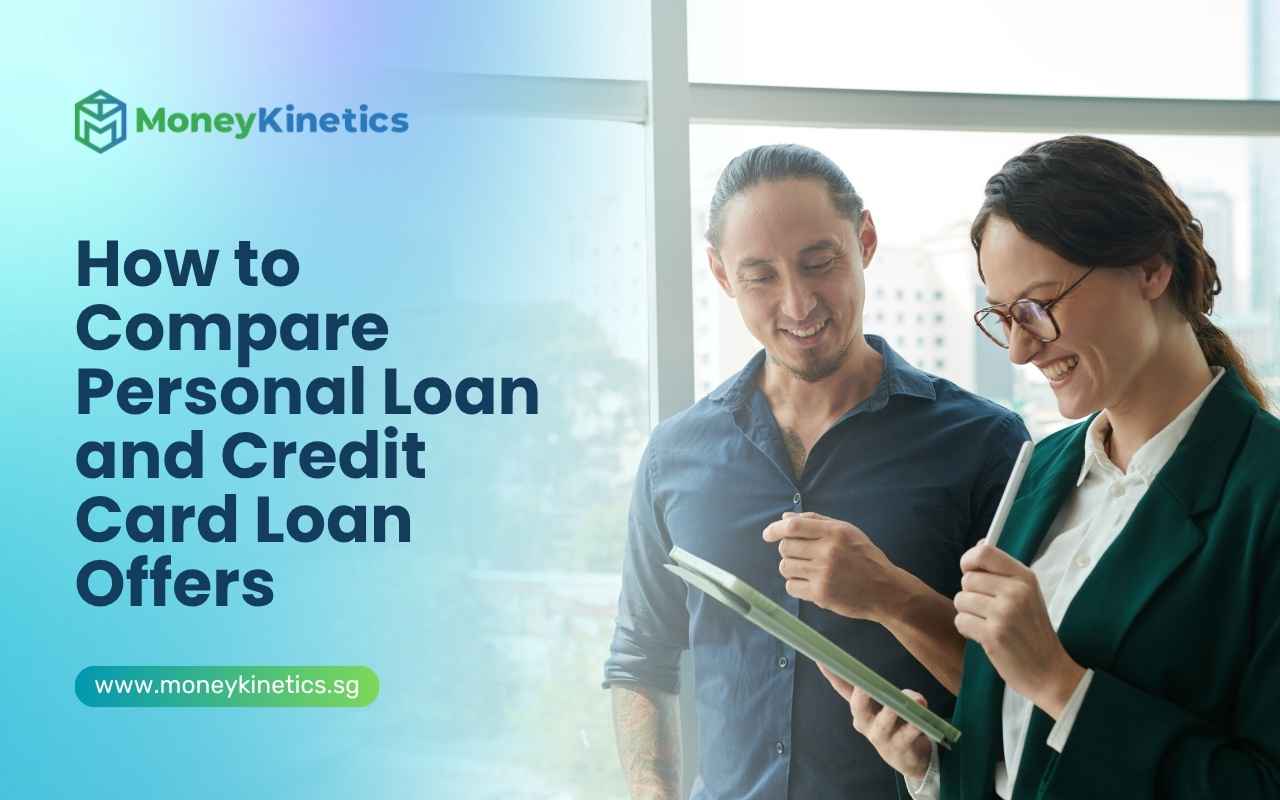 Two people comparing personal loan and credit card loan offers before making a borrowing decision.