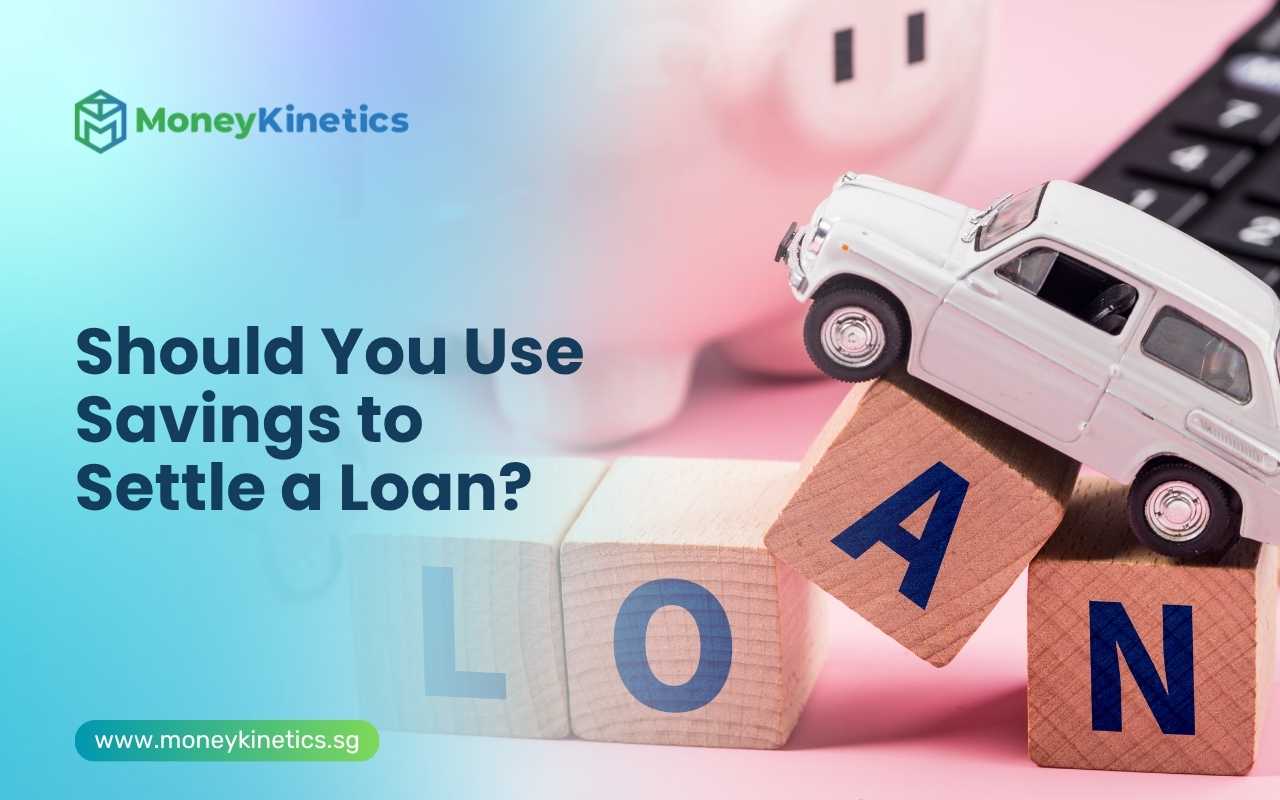 Savings and loan repayment concept with toy car and wooden blocks