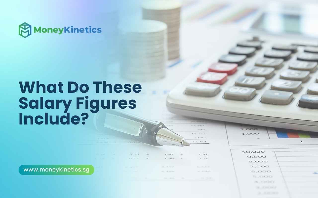 Calculator and financial documents illustrating how salary figures are calculated in Singapore.