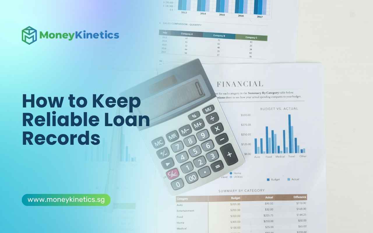 Calculator and financial documents representing organised and reliable loan records.